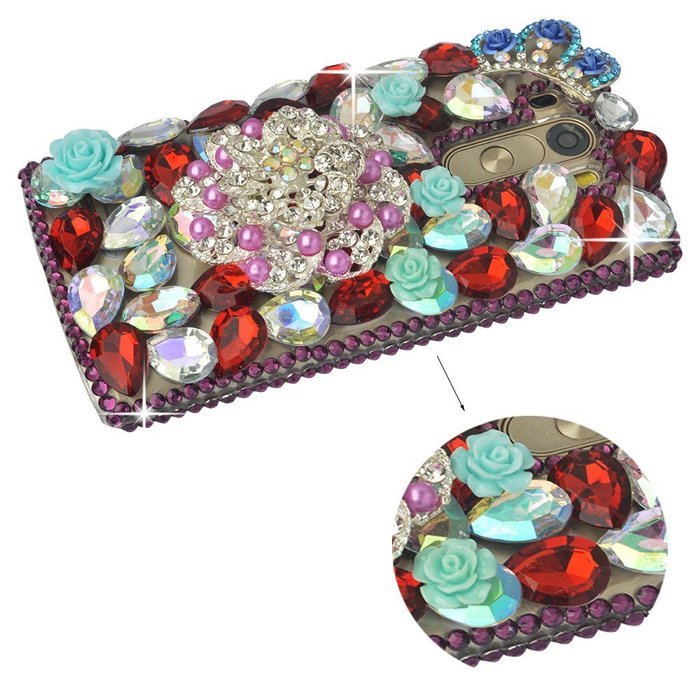 LG G5 Case, LG G5 Bling Case-Spritech(TM) 3D Handmade Colorful Diamond Bling with Butterfly Flower Decoration... N42