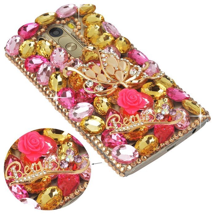 LG G5 Case, LG G5 Bling Case-Spritech(TM) 3D Handmade Colorful Diamond Bling with Butterfly Flower Decoration... N43