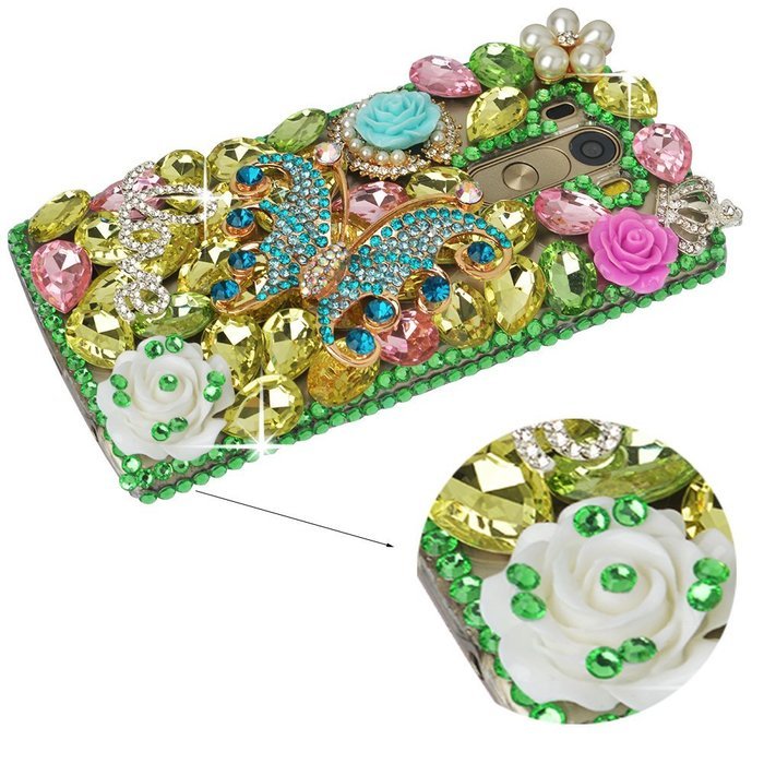 LG G5 Case, LG G5 Bling Case-Spritech(TM) 3D Handmade Colorful Diamond Bling with Butterfly Flower Decoration... N44