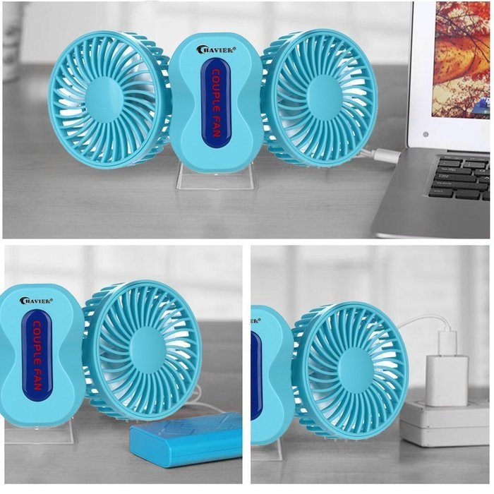 USB Mini Fan,BAVIER&reg; Couples mini fan,Sound-free design Desktop Fan,Portable USB Fan,3 Speed Adjustable,USB Cooling... N15