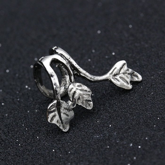 No Piercing Silver Plated Leaf Clip On Ear Cuff Earring Wrap Personality Punk