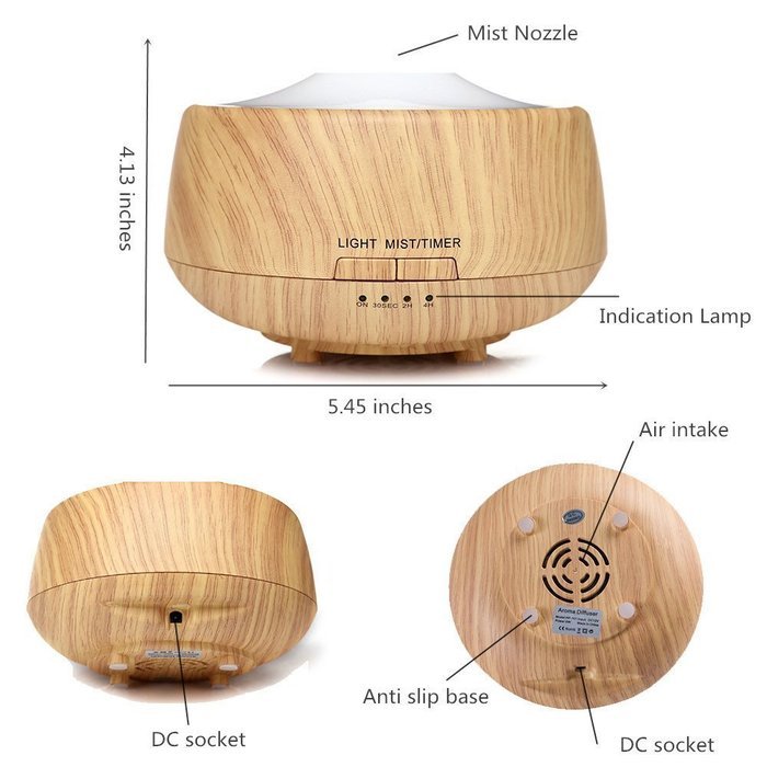 FLYMEI 250ml Wood Grain Aromatherapy Essential Oil Diffuser with 7 Color Changing LED Lamps, Ultrasonic Cool Mist... N4