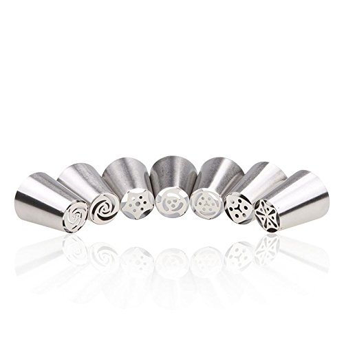 Cake Decorating Piping Tips 15 Pcs Stainless Steel Russian Tulip Icing Piping Kit Nozzles Cake Decoration Tips... N4