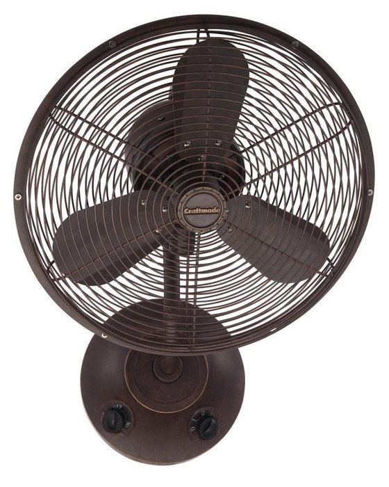 Craftmade BW116AG3 Bellows I Oscillating Wall Fan, 16", Aged Bronze