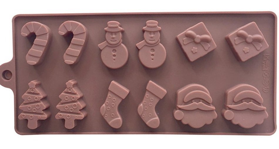 Silicon Kitchen Cookware Cookie Cake Mold Christmas Tree Santa Claus Snowman Socks Cupcake Christmas Gift (Christmas)