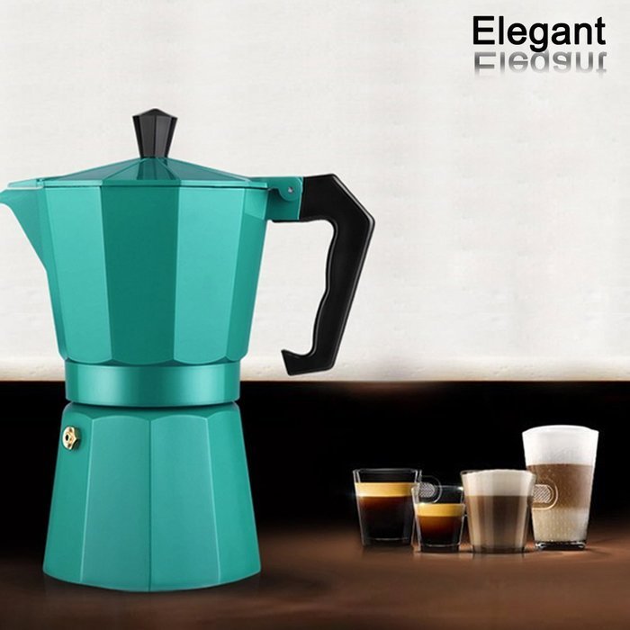 240ml Kitchen Aluminum Stovetop Moka Pot Italian Espresso Maker Percolator, Dark Green N2