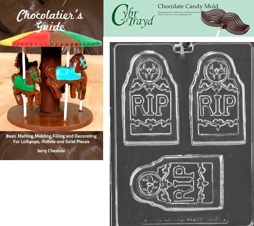 Cybrtrayd "Rip Tombstone Bar" Halloween Chocolate Candy Mold with Chocolatier's Guide