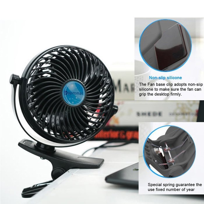 Bomwill 5-inch Clip-on Fan USB 360 Degree Tilt Adjustable Electric Personal Air-Circulator Clip fan for Desk/table... N20