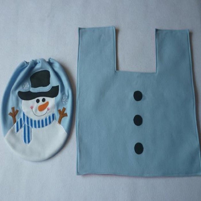 2PCS Toilet Seat Cover,Morecome Fancy Snowman and Rug Bathroom Set Christmas Decor