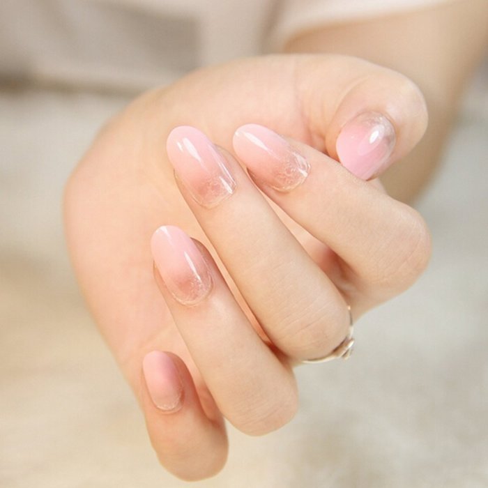 EVTECH(TM) 24 Pcs Nail Decals French Artificial Full Cover False Nails Round Head Nail Art Tips Fashion Style... N37