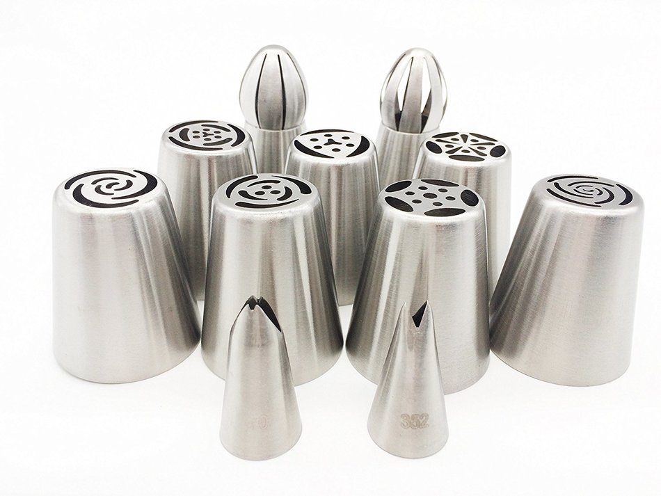 KOOTIPS 11pcs/ set Sphere Ball Tips Make Flowers and Leaf Tips Russian Icing Piping Nozzles Tips