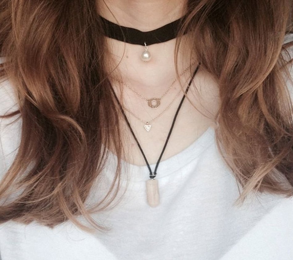 Dixperfect Vintage 90s Choker Necklaces with Pendant for Women N47