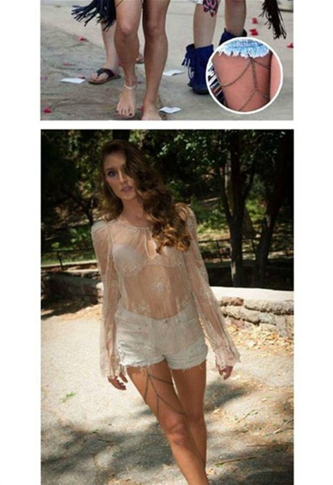 gold Leg Chain, Body Chain, Thigh Chain, Harness, Body Jewelry, Festival Accessory N3