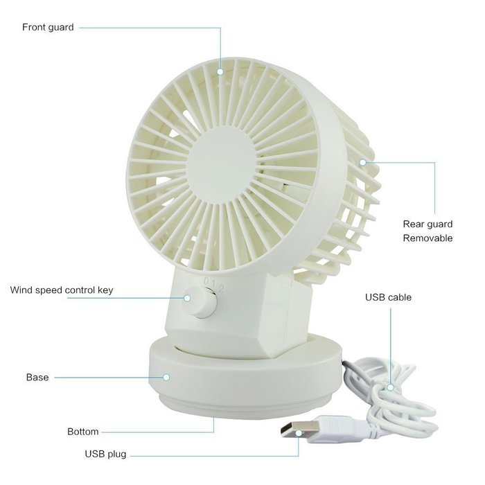 Welltop USB Mini Fan 2 Speed Modes Dual Blades Mini Desk Fan Oscillating Table Fan USB Fan Adjustable Small Personal... N4