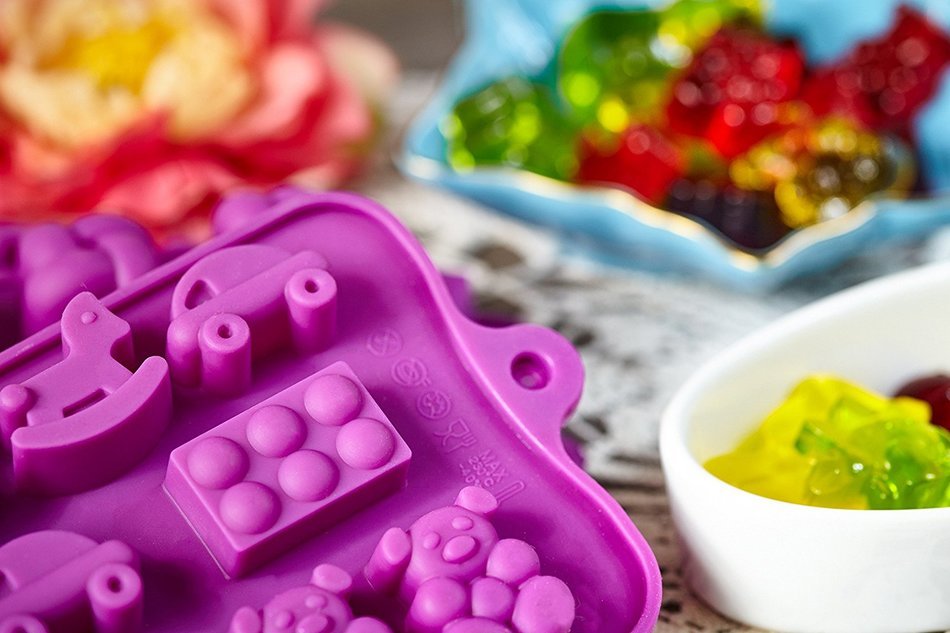 Silicone Chocolate Candy Molds, 3-Pack Set, Non-Stick Candy & Ice Cube Molds, Choice of Three Colors, Chocolate...