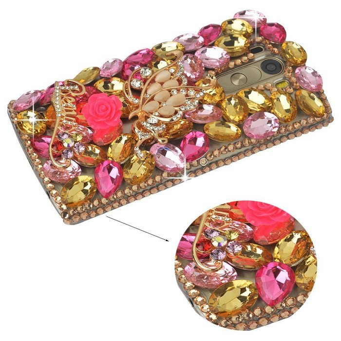 LG G5 Case, LG G5 Bling Case-Spritech(TM) 3D Handmade Colorful Diamond Bling with Butterfly Flower Decoration... N47