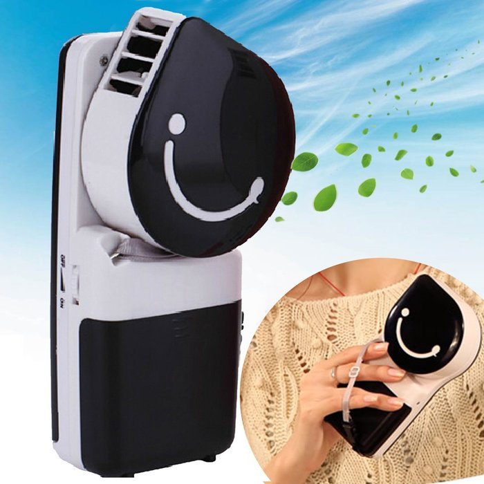 WoneNice Portable Small Fan & Mini-air Conditioner, Runs On Batteries Or USB-Blue N6