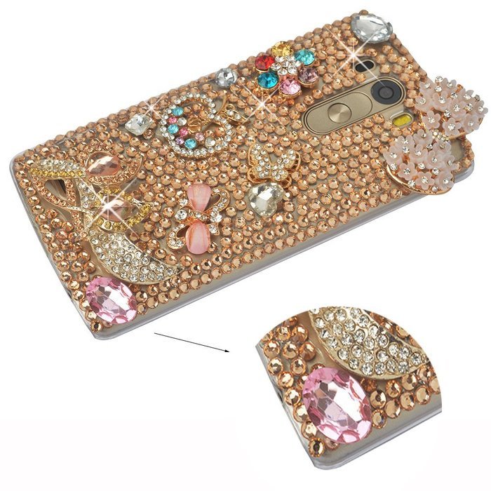 LG G5 Case, LG G5 Bling Case-Spritech(TM) 3D Handmade Colorful Diamond Bling with Butterfly Flower Decoration... N48