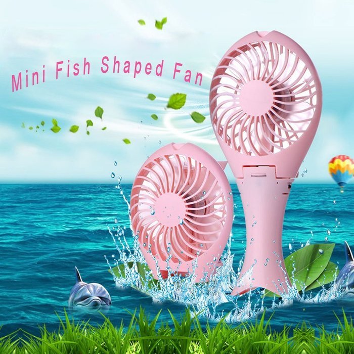 Touchshop Portable Folding USB Fish Shaped Fan Stepless-speed Quiet Operation Desktop Fan Handheld Size with USB... N13