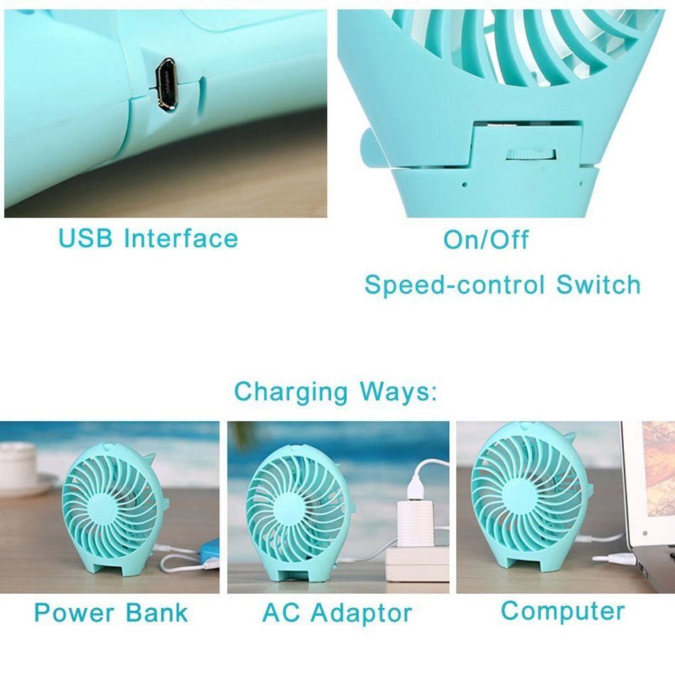 Touchshop Portable Folding USB Fish Shaped Fan Stepless-speed Quiet Operation Desktop Fan Handheld Size with USB... N14