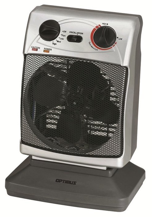 Optimus H-1380 Portable 3-Speed Oscillating Fan Heater with Thermostat
