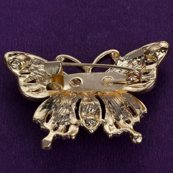 Gold Plated Coloful Crystal Rhinestone Butterfly Brooch Pin Women Party Jewelry