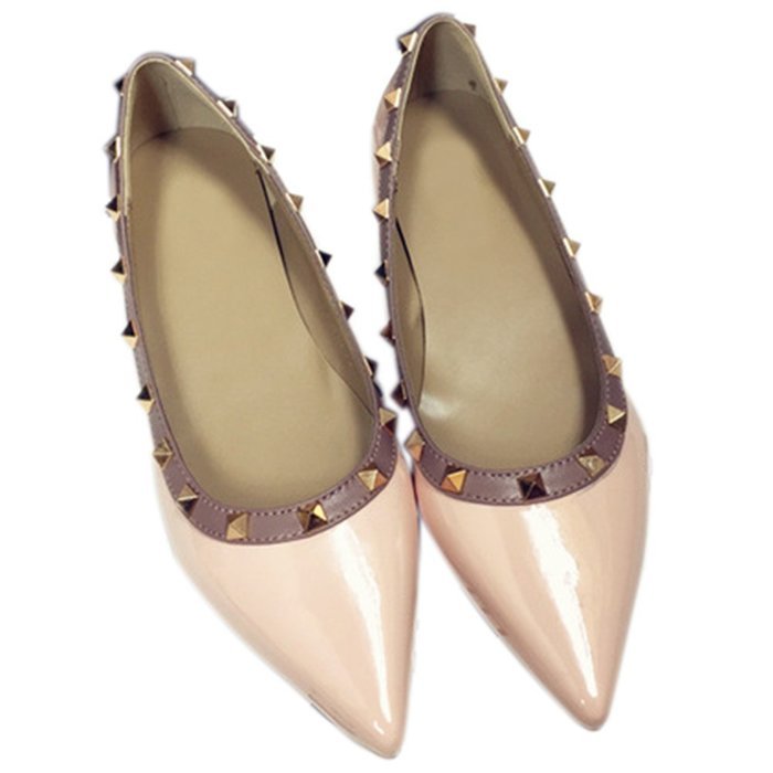 Yaheeda Fashion Flat Wild Rivet Shallow Mouth Women's shoes with pointed N14