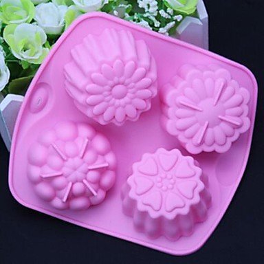 Y&XL&H 4 Hole Different Flowers Shape Cake Ice Jelly Chocolate Molds,Silicone 14&iexcl;&Aacute;15.5&iexcl;&Aacute;3 CM(5.5&iexcl;&Aacute;6.1&iexcl;&Aacute;1.2 INCH...