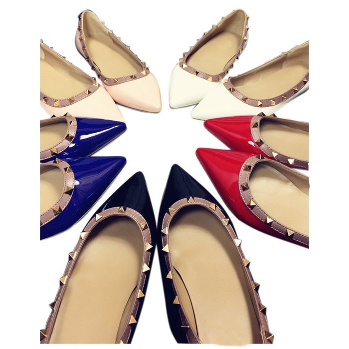 Yaheeda Fashion Flat Wild Rivet Shallow Mouth Women's shoes with pointed N15
