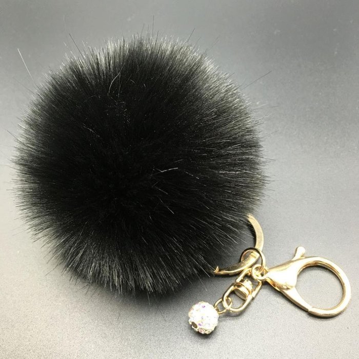 AutumnFall&reg; Fluffy Faux Rabbit Fur Ball Charm Car Keychain Handbag Key Ring (# 12) N7