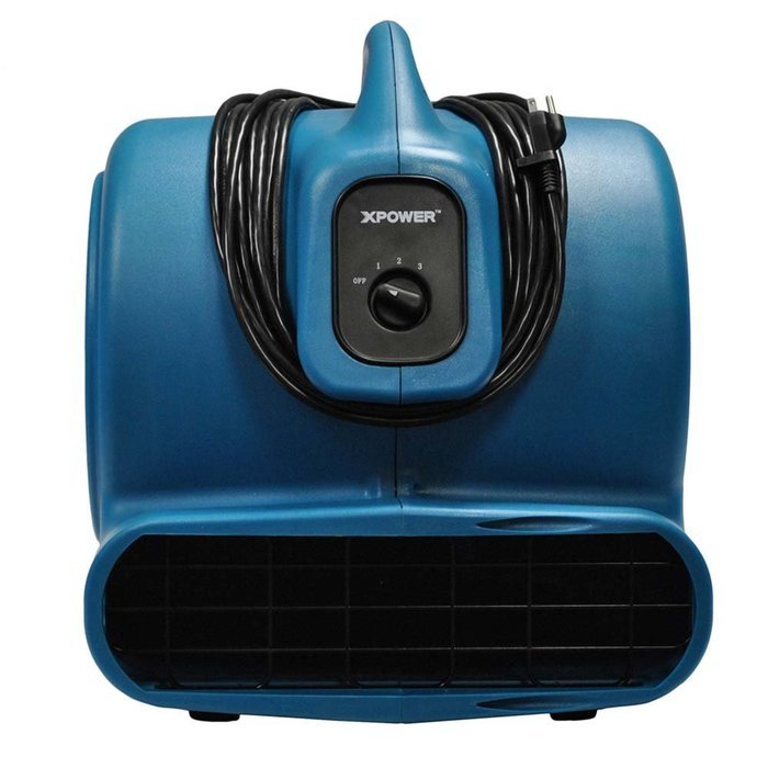 XPOWER P-830 1 HP 3600 CFM 3 Speeds Professional Air Mover Careprt Dryer Floor Fan - Blue N8