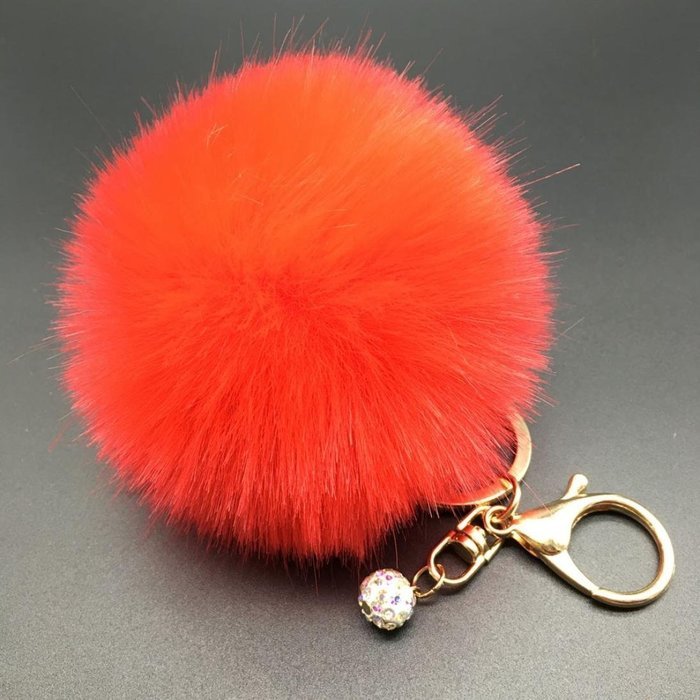 AutumnFall&reg; Fluffy Faux Rabbit Fur Ball Charm Car Keychain Handbag Key Ring (# 12) N10