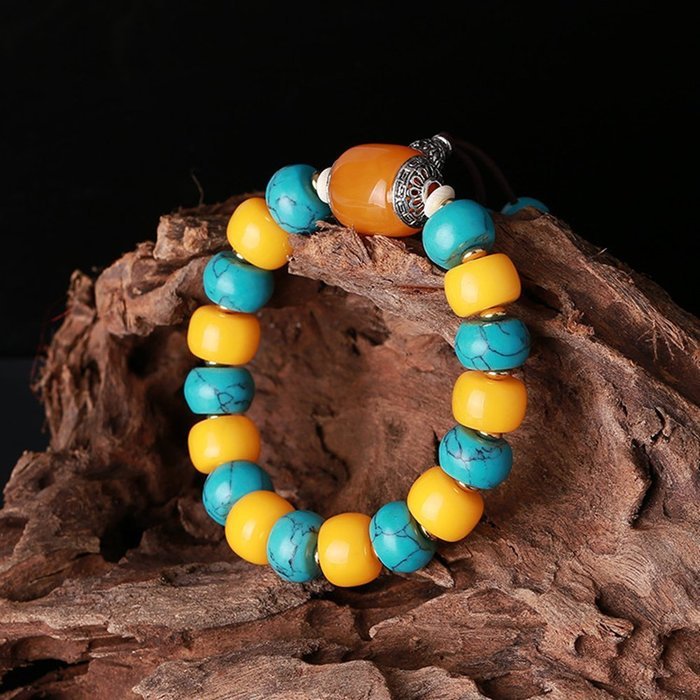 Taiwan Cinnabar Fashion and Beautiful Design 11mm 12beads Bracelet (Honey Amber) N2