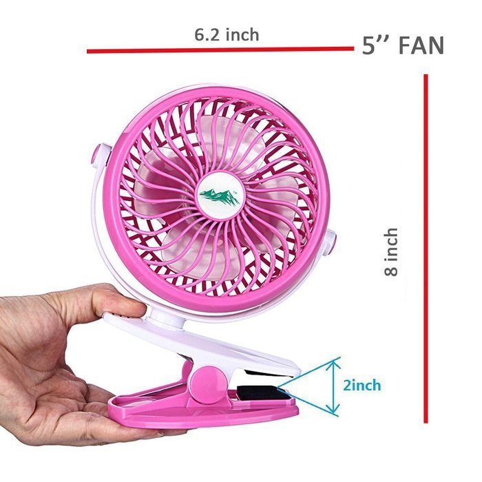 AOTOP Rechargeable Clip on Fan, Quietness, Adjustable (Pink) N8