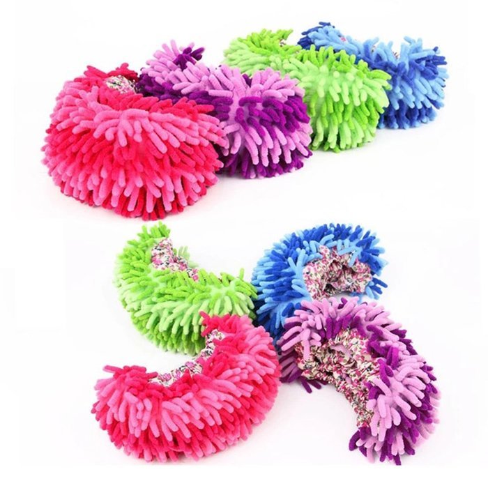 Spritech(TM) New Creative Multifunctional Microfiber House Floor Cleaning Mop Slippers Shoes Cover Pink N9