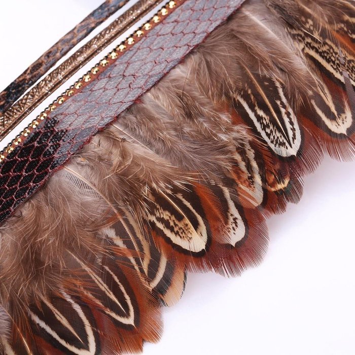 AutumnFall&reg; Women Leather Feather Detail Wrist Cuff Wrap Band Trendy Bracelet (Coffee) N4