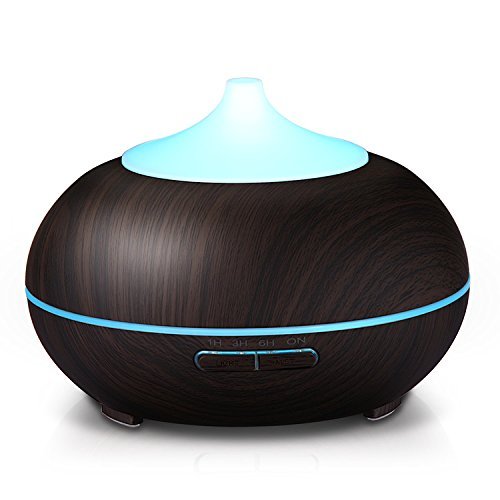 KINDLETHEFIRE 150ml Black Wood Grain Aroma Essential Oil Diffuser, Ultrasonic Mist Humidifier for Household N3