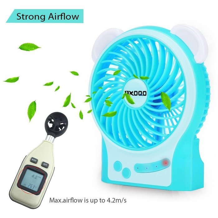 Portable USB Mini Fan, OXOQO Desk Desktop Table Electric Quiet Fan with LED Light, Built-in 2500mah Rechargeable... N16