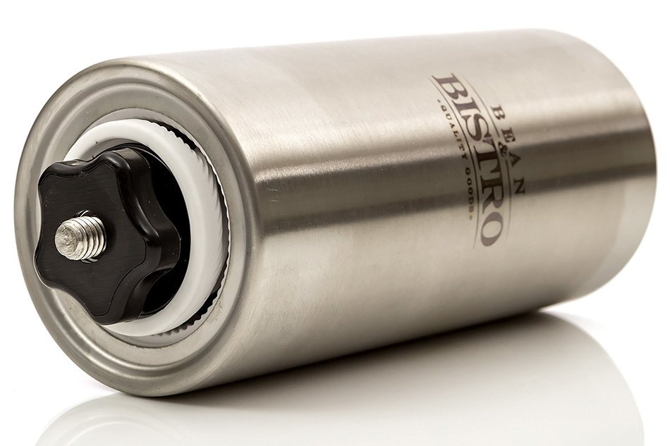 The Original Manual Coffee Grinder by Bean & Bistro - Adjustable Ceramic Burr, Stainless Steel Body, Portable N2