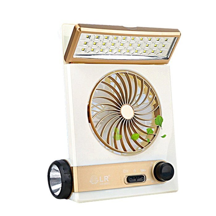 FICBOX&reg; 3 in 1 Multi-function Portable Mini Fan LED Table Lamp Flashlight Solar Light for Home Camping Traveling... N6
