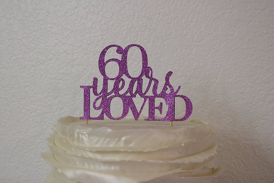 All About Details Purple 60-Years-Loved Cake Topper