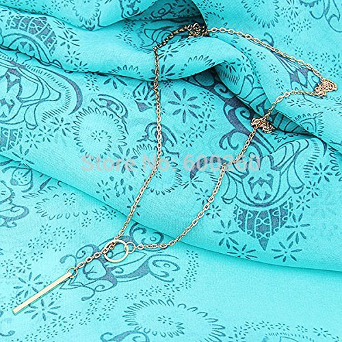 SysPod(TM) Chic Y Shaped Gold Plated Bar Circle Lariat Style Necklace 1pc Womens Unique Charming Gold Tone Bar...
