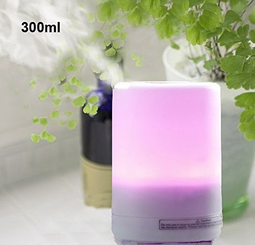 300ml Aromatherapy Essential Oil Diffuser Portable Ultrasonic Cool Mist Aroma Humidifier with Color LED Lights...