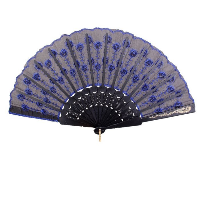 Folding Hand Fan Embroidered Sequin Wedding Prom Dance (Red) N20