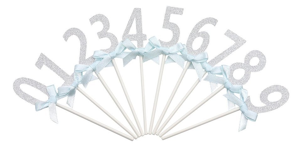 PuTwo 20 Counts Wedding Cake Decorating Frozen Cupcake Toppers Toothpicks, Sliver/Blue/Snow N6