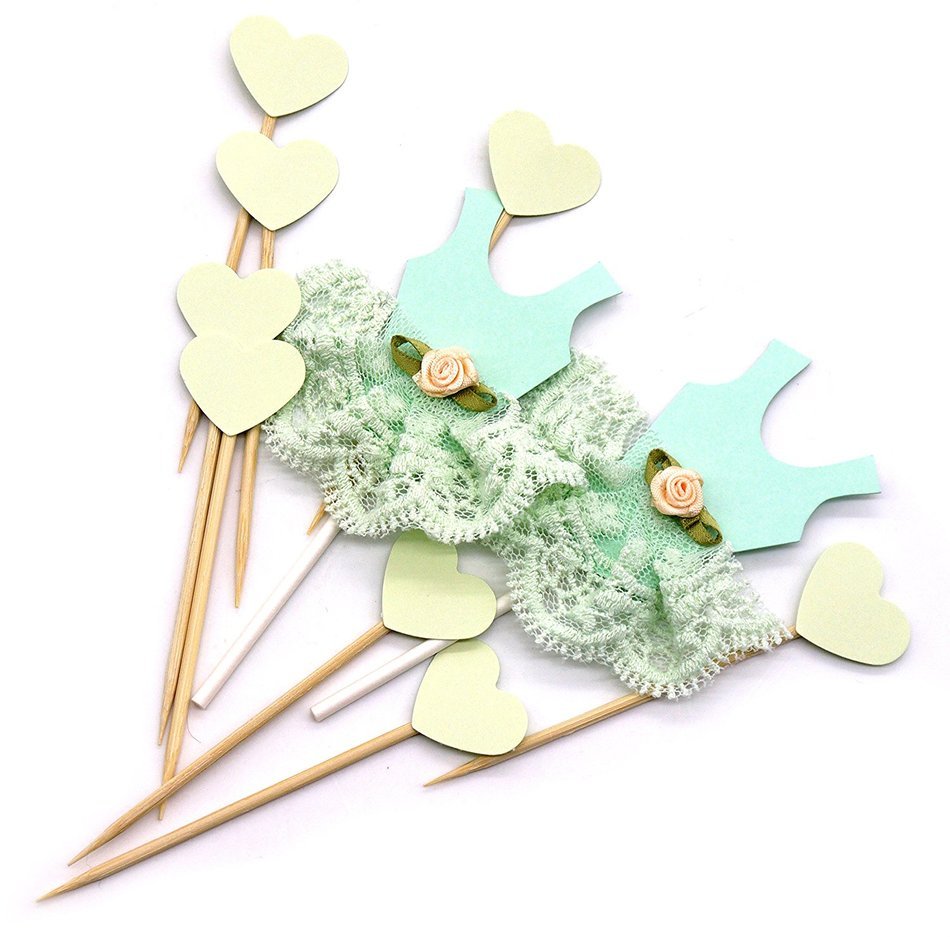 PuTwo 20 Counts Wedding Cake Decorating Frozen Cupcake Toppers Toothpicks, Sliver/Blue/Snow N7