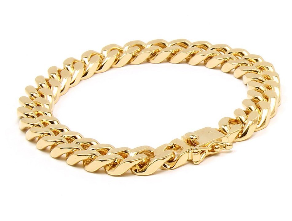 Mens 10mm 14k Gold Plated Heavy Thick Cut Hip Hop Bracelet Cuban N3