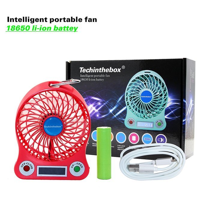 TechIntheBox LED display Portable Fan 4-inch 3 Speeds Mini USB Rechargeable Fan with LED Light Powered By Electric-powered... N9
