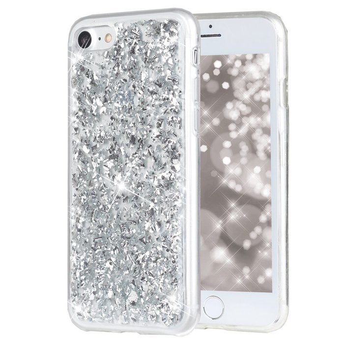 iPhone 7 Case, iPhone 7 Glitter Case, PHEZEN Luxury Bling Glitter Gold Foil Embedded Clear Rubber Gel Flexible... N8