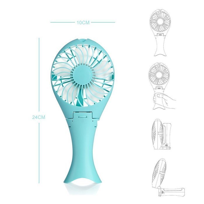 Baaaq Mermaid Portable Battery Fan USB Mini Foldable Personal Cooling Fans for Home and Travel (Blue) N3